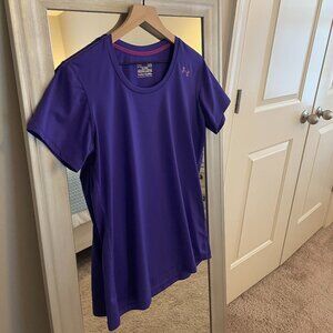 Under Armour Women's Purple Fitted Heatgear Short Sleeve Shirt Size Large